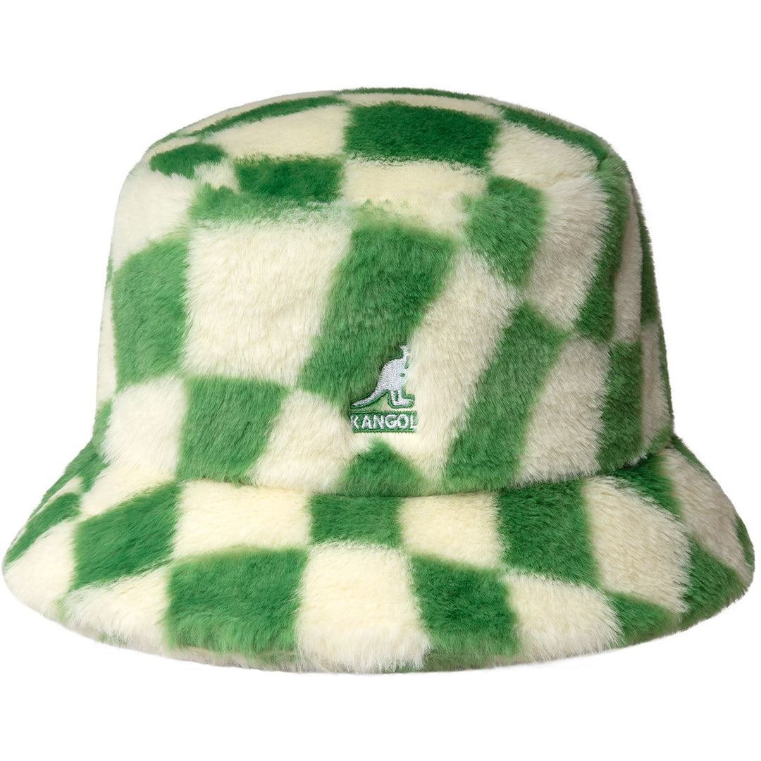 Kangol Faux Fur Bucket 'Green Check'
