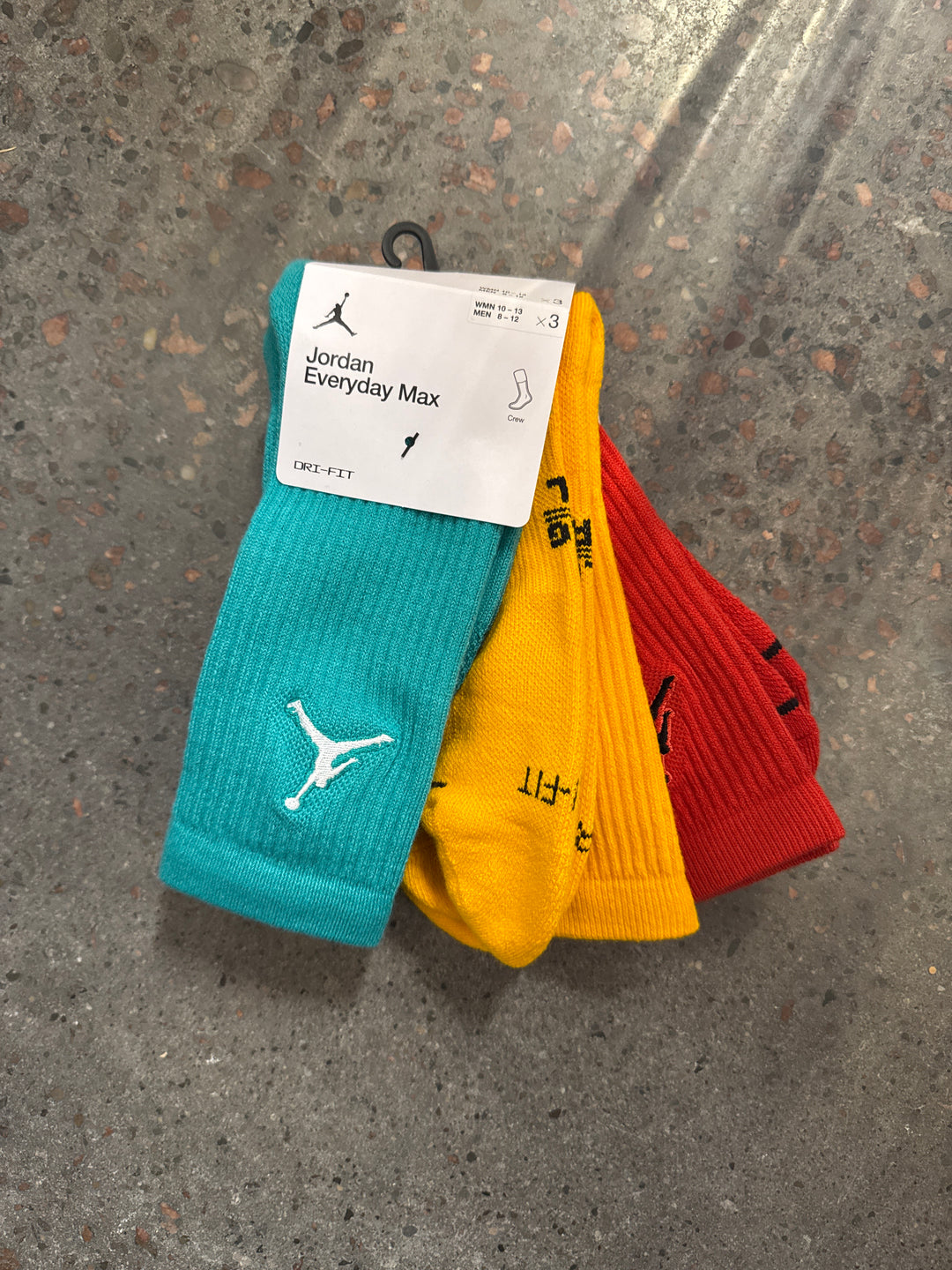 Air Jordan Jumpman Everyday Crew Socks (3-Pack) Teal/Yellow/Red
