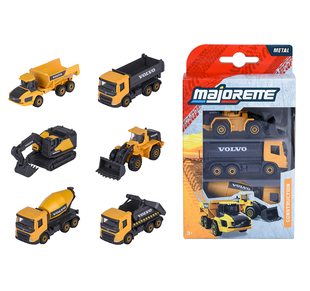 Majorette - Volvo Construction 3 pieces set, Assorted