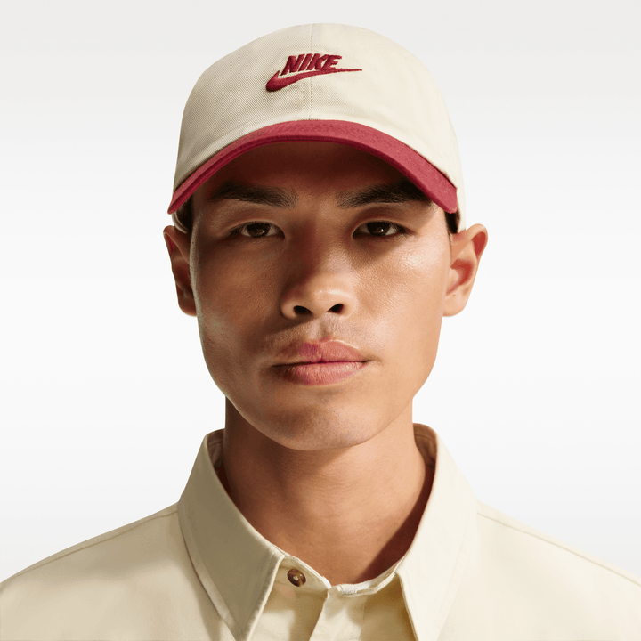 Nike Club Unstructured Futura Wash Cap 'Light Khaki/Team Crimson'