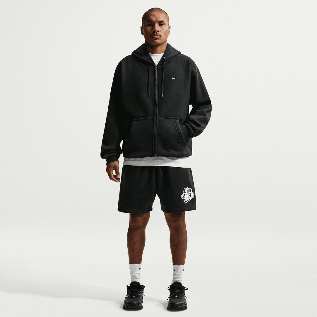 Nike Solo Swoosh Zip Up Hoodie 'Black/White'