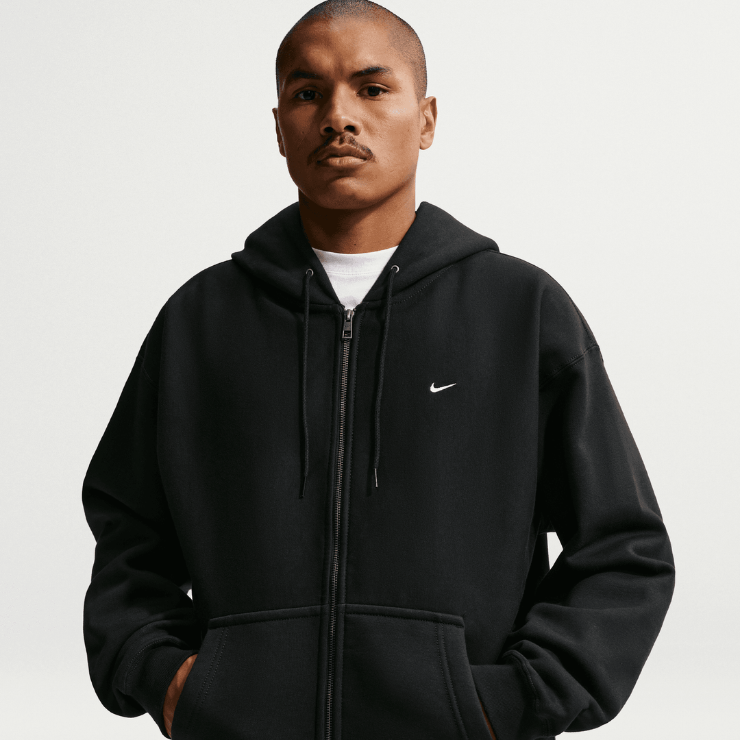 Nike Solo Swoosh Zip Up Hoodie 'Black/White'