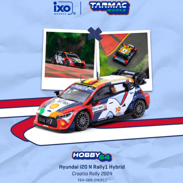 TARMAC WORKS HOBBY64 1/64 Hyundai i20 N Rally1 Hybrid Croatia Rally 2024 Thierry Neuville / Martijn Wydaeghe T64-089-24CR11