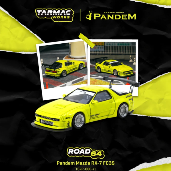 TARMAC WORKS ROAD64 1/64 Pandem Mazda RX-7 FC3S Yellow T64R-066-YL